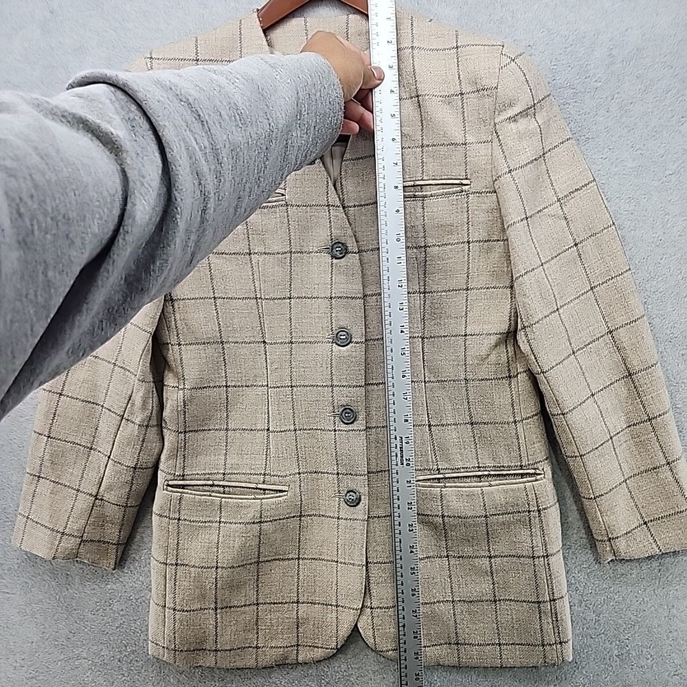 VTG Fausta Bianchi Womens Wool Alpaca Tan Plaid Blazer Jacket ITALY Cashmere - Picture 8 of 16